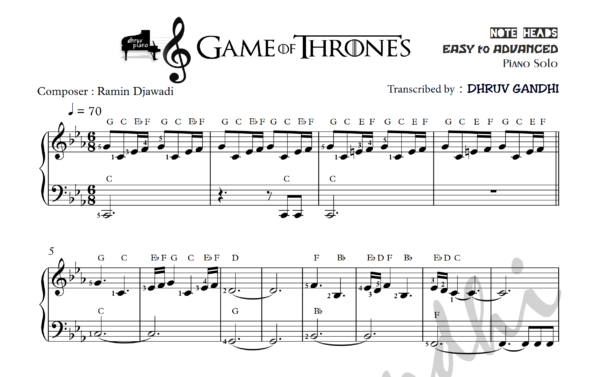 Game Of Thrones Musicsheet Preview