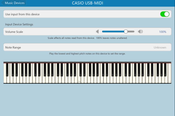 Image: Input from CASIO USB-MIDI is now enabled.