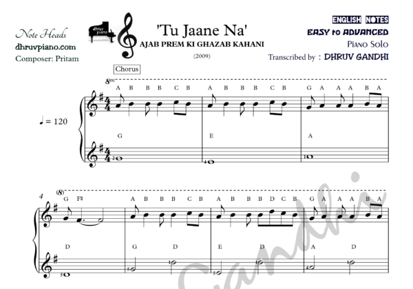 Tu Jaane Na sheet music
